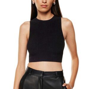 Babaton Sculpt Knit Racer Cropped Tank - Black - Size Medium